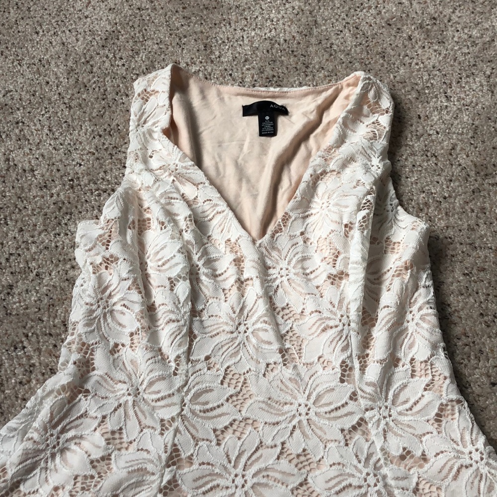 WOMENS DRESS LACE WHITE SIZE M AQUA